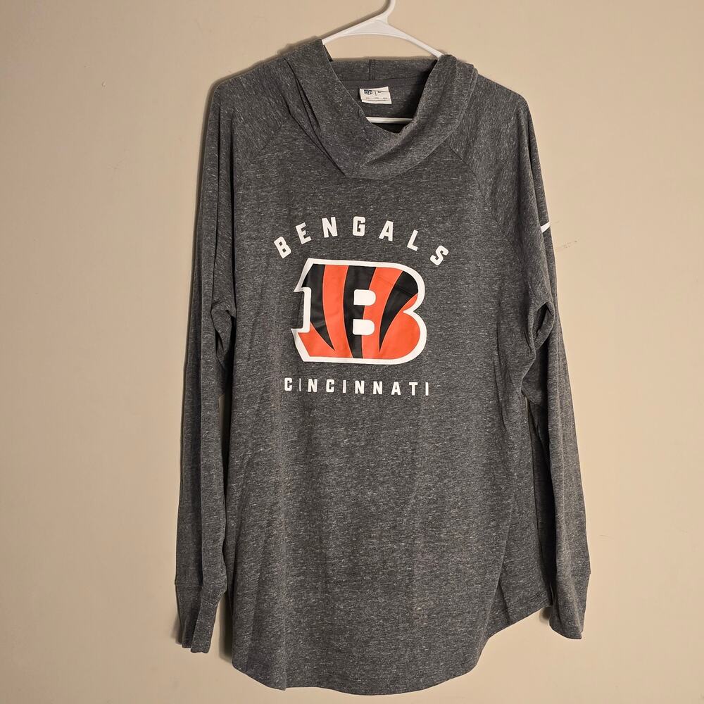 Nike Heather Charcoal Cincinnati Bengals Raglan Funnel Neck Pullover Hoodie XXL - Picture 2 of 11